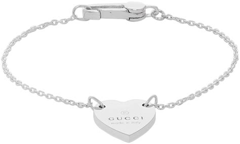 gucci silver beaded bracelet|Gucci trademark heart silver bracelet.